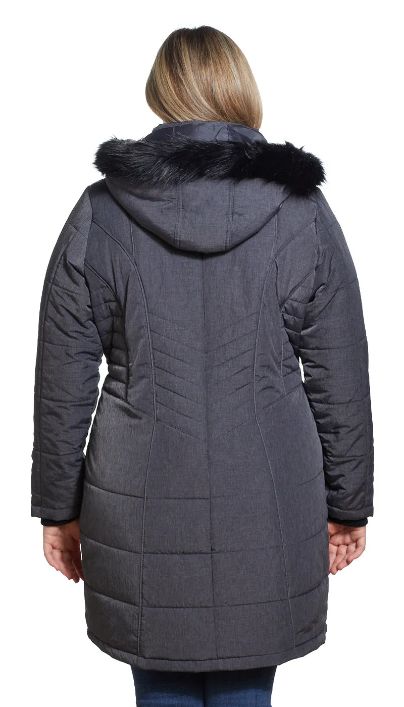 SHAPED QUILTED 3/4 PUFFER COAT