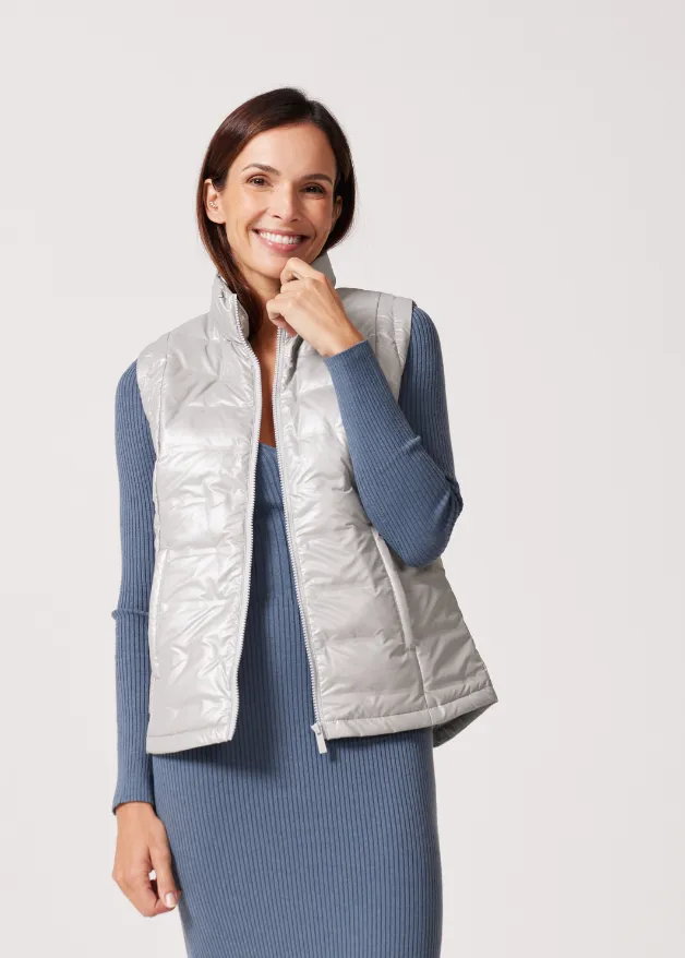 Silver Shimmer Duck Down Puffer Vest