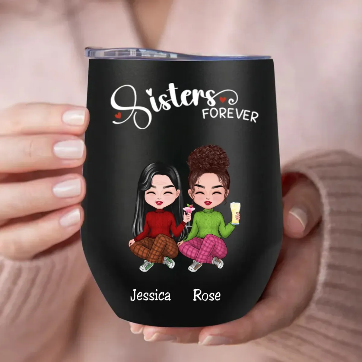 Sisters - Sisters Forever  - Personalized Wine Tumbler