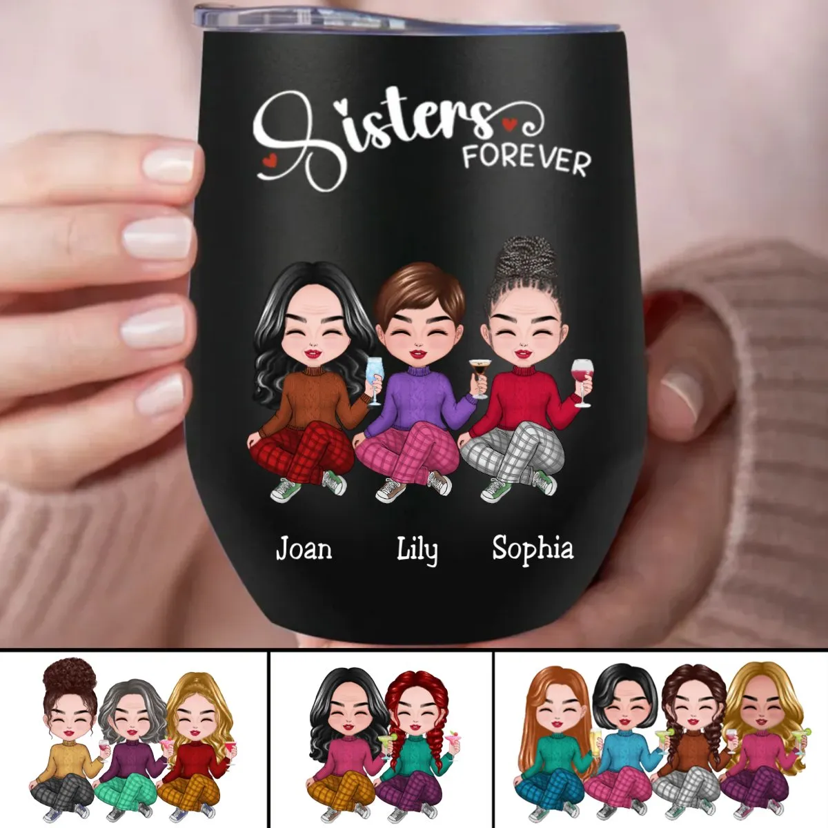 Sisters - Sisters Forever  - Personalized Wine Tumbler