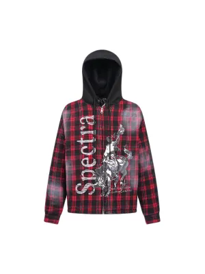 Thesupermade Hip-hop Dark Plaid Print Hooded Jacket