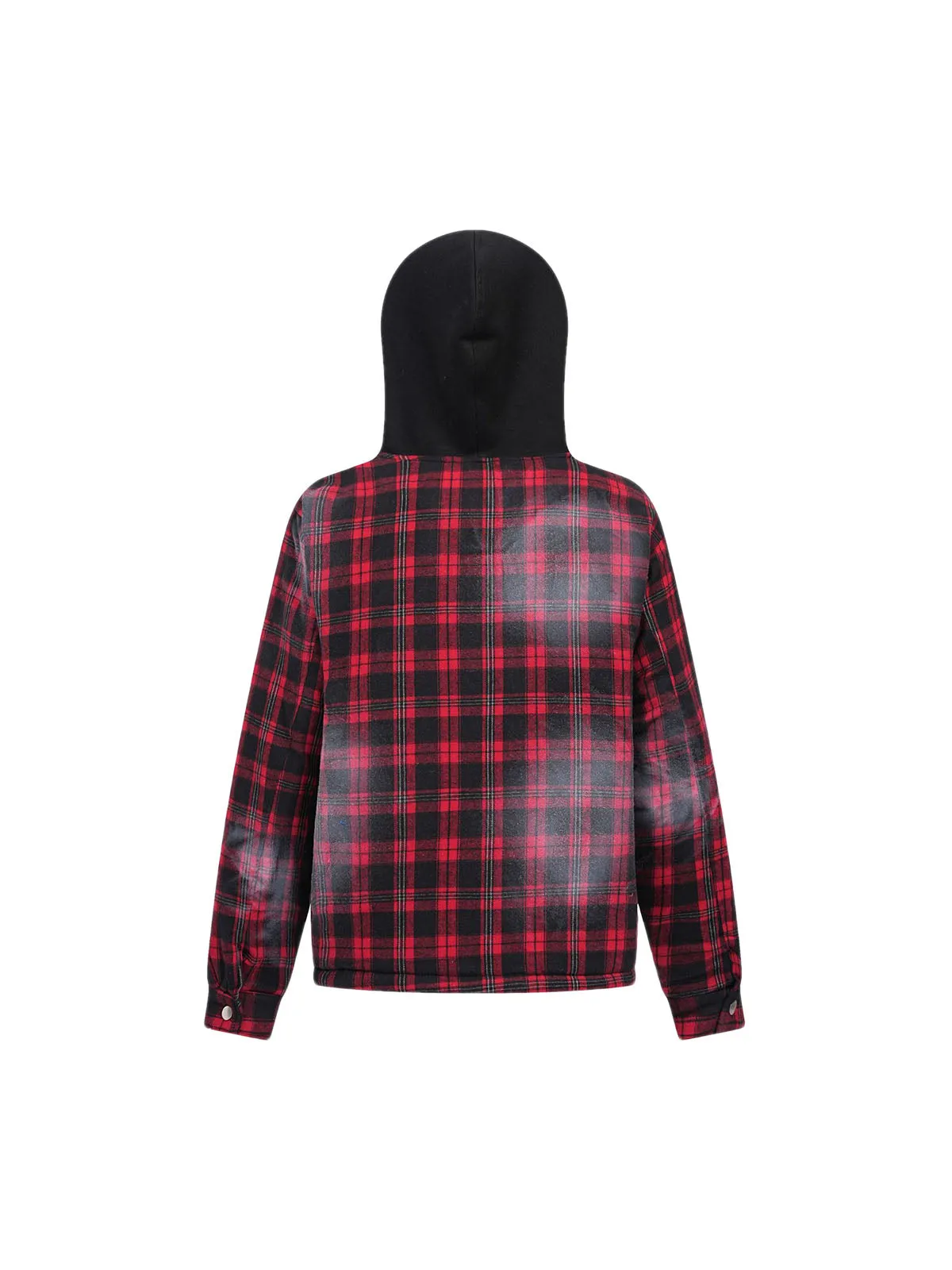 Thesupermade Hip-hop Dark Plaid Print Hooded Jacket