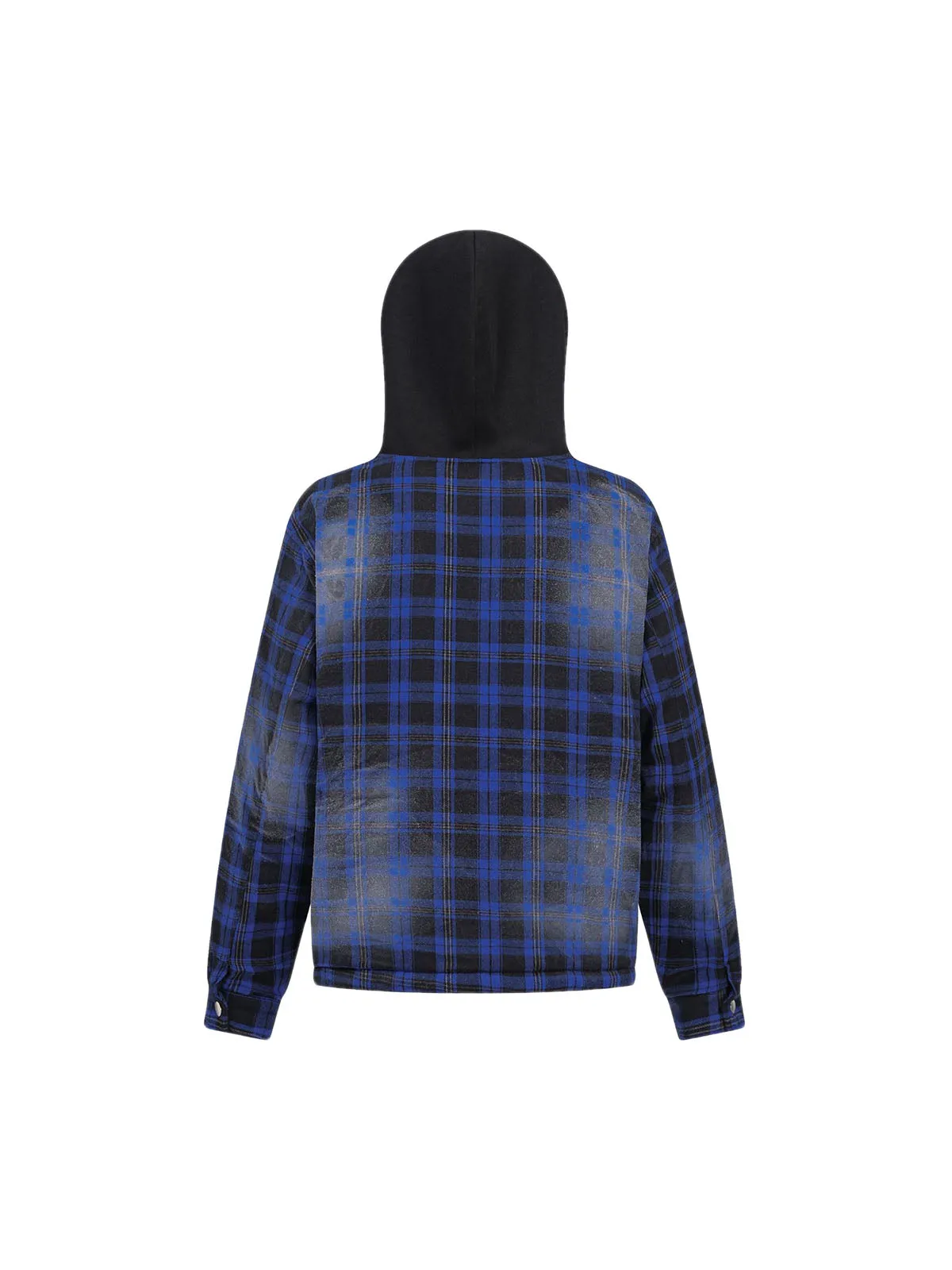 Thesupermade Hip-hop Dark Plaid Print Hooded Jacket