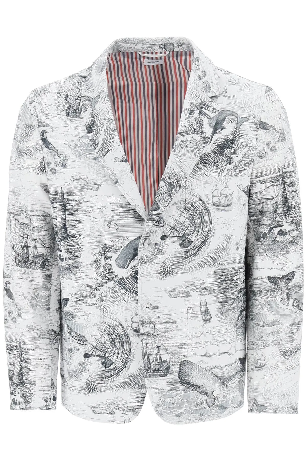 Thom browne deconstructed single-breasted jacket with nautical toile motif