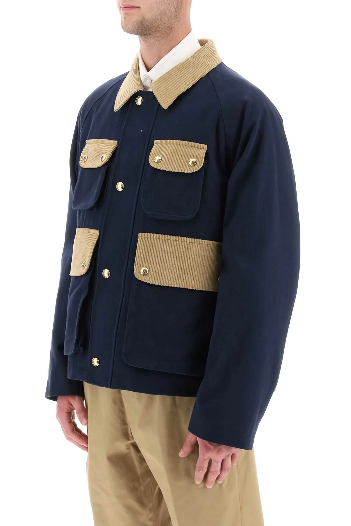 Thom browne field jacket in cotton gabardine and corduroy