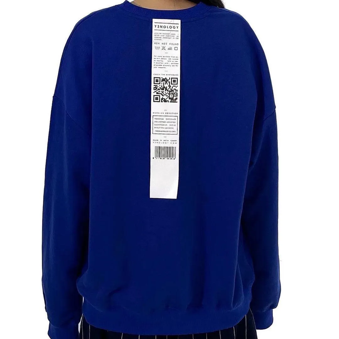 Unisex Oversized Label Sweatshirt in Blue