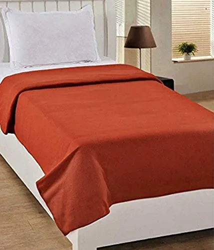 Wavva® 500 TC Solid/Plain lightweight Polar Fleece Single Warm or Hot AC Blanket (Orange, Standard, 90X60 Inches)