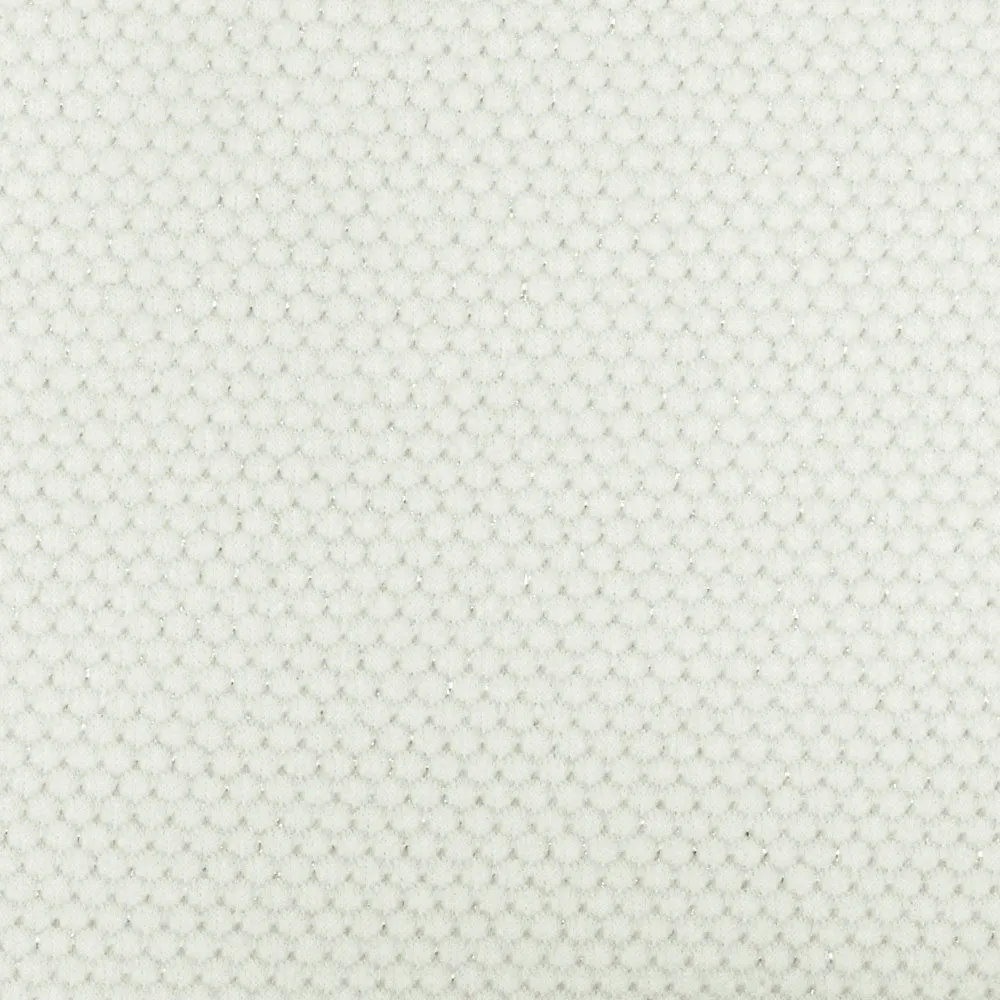 White-Silver Honeycomb Metallic Jacquard Fleece Back Jersey Knit Fabric