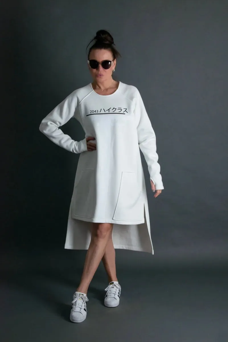 White Sweatshirt Dress IZABEL