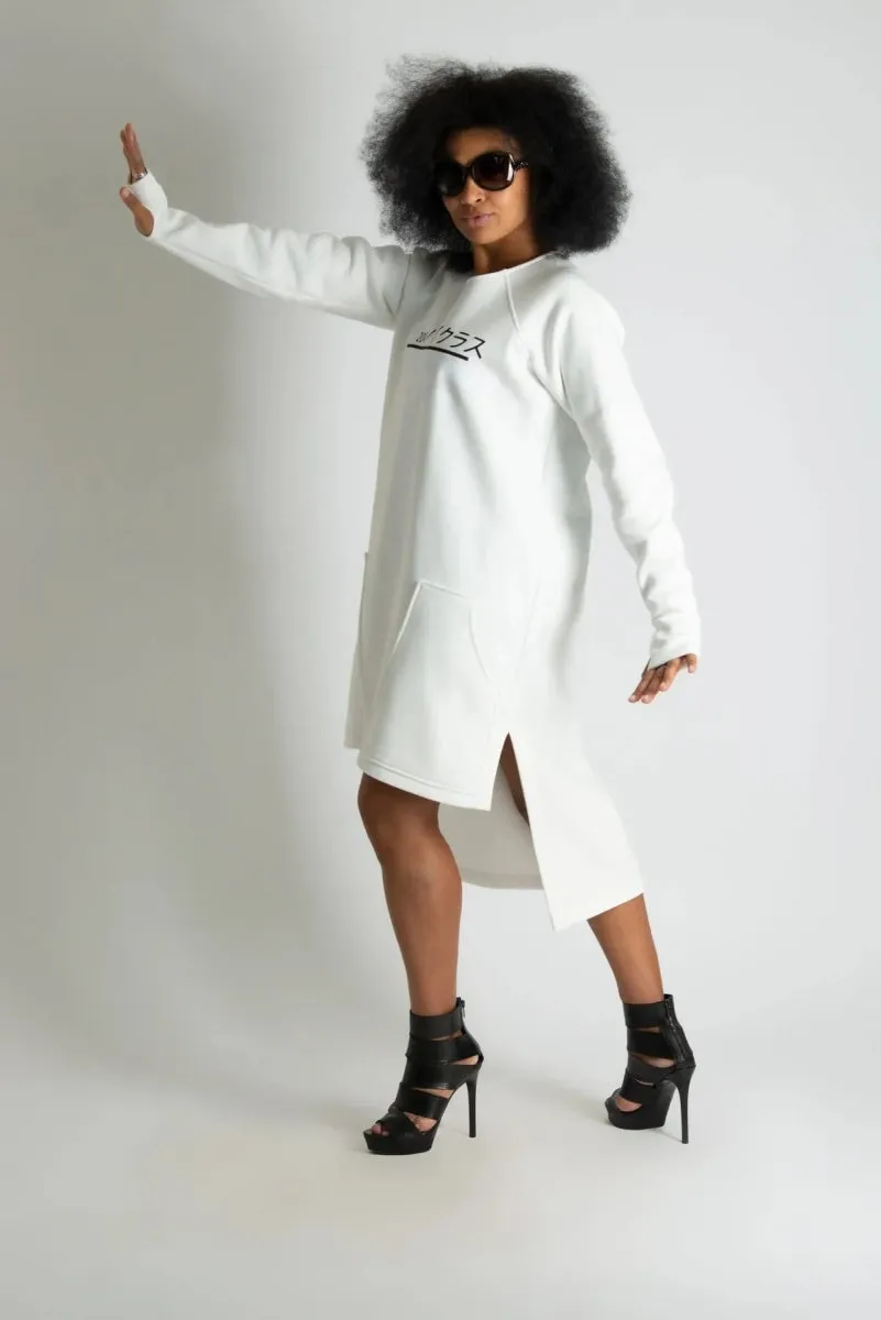 White Sweatshirt Dress IZABEL