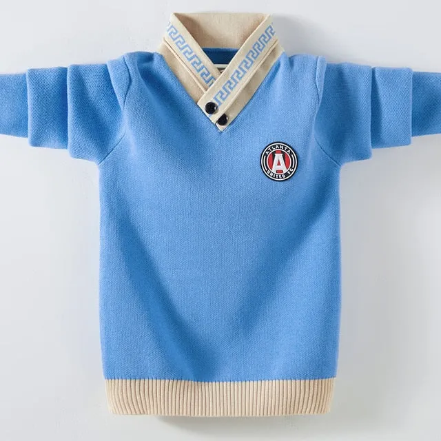 Winter Knitted Long Sleeve Warm Pullovers For Boys