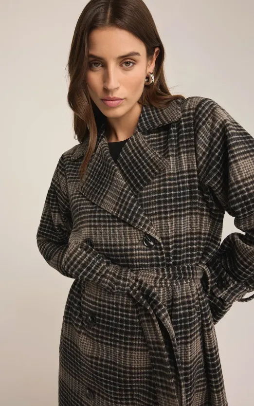 Z Supply Jackie Plaid Trench